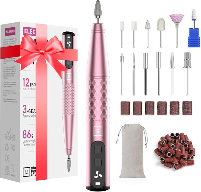 Mfish Professional Nail Drill Kit, Electric Nail File for Acrylic/Gel Nails,12 Bits, Adjustable S... | Amazon (US)