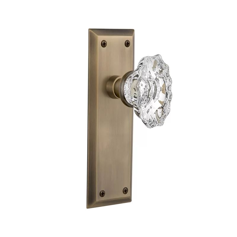 713937 Crystal Chateau Privacy Door Knob with New York Long Plate | Wayfair North America