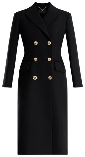 Black Classic Double-Breasted Coat | Outerwear | BCBGMAXAZRIA | BCBG Max Azria 