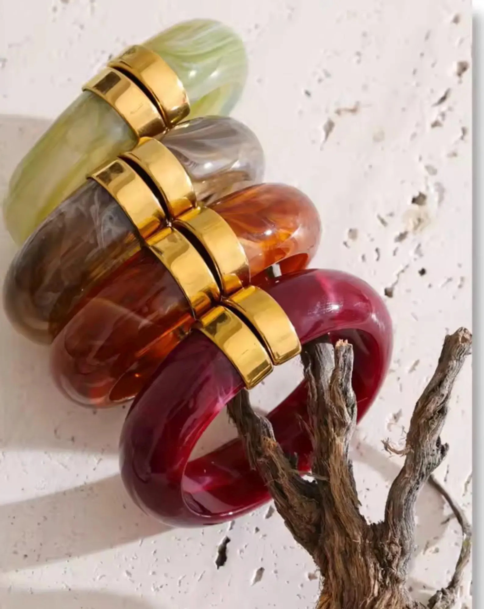 Leo-style bangle bracelet from a Parisian brand - cuff bracelet in resin and gold-plated stainles... | Etsy (US)