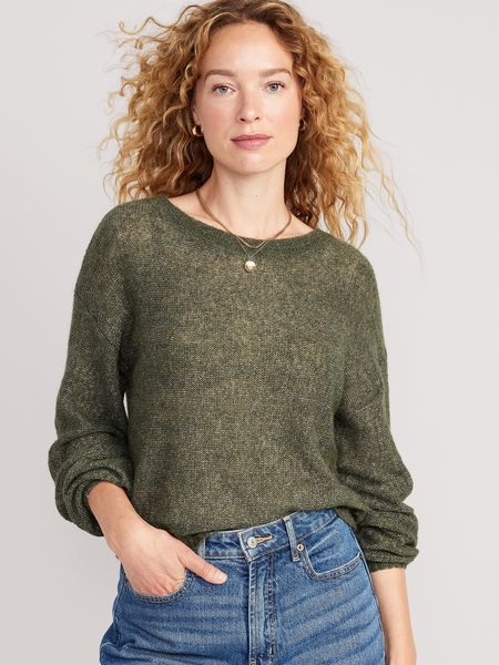 Sheer Boat-Neck Sweater for Women | Old Navy (US)