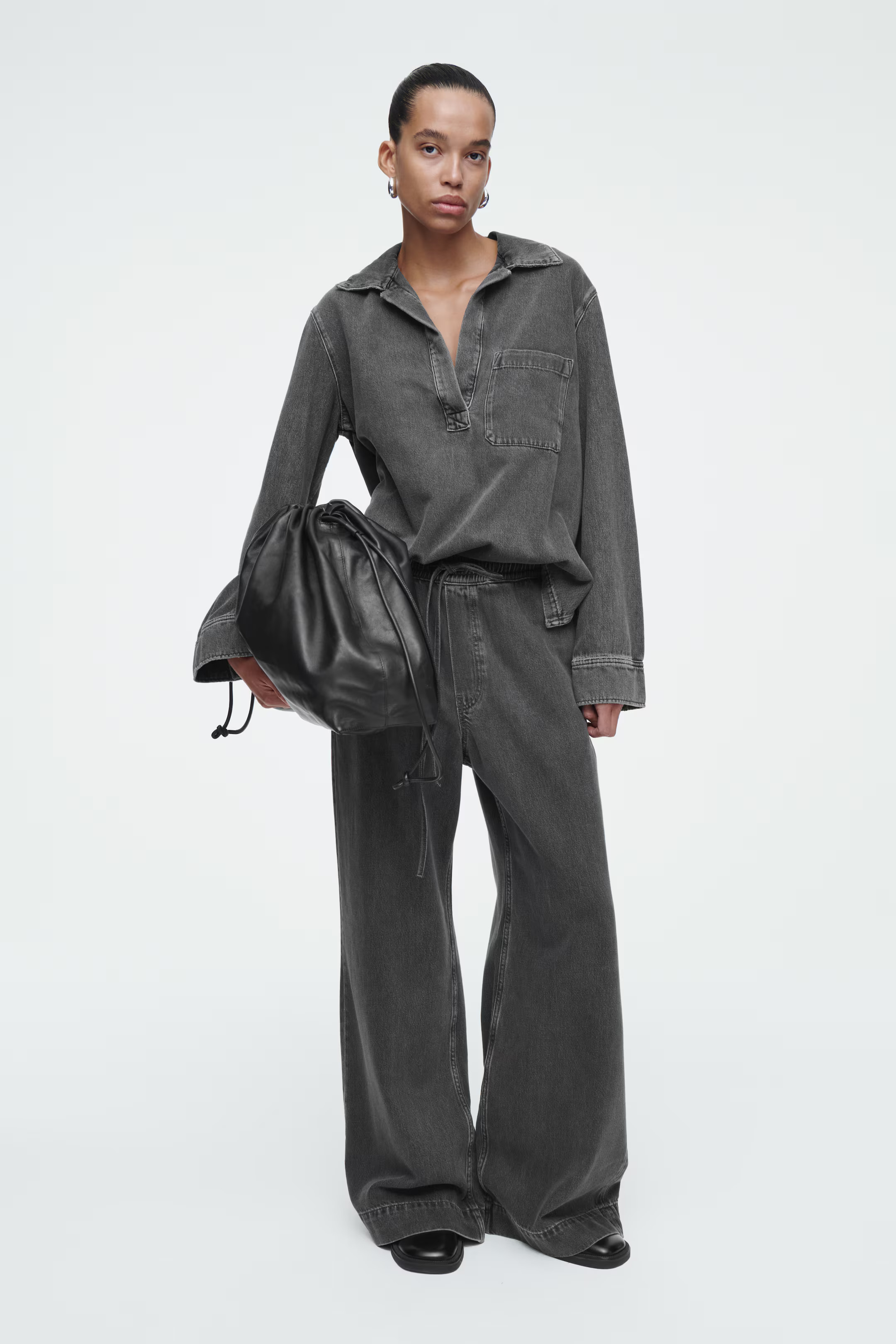 OPEN-COLLAR DENIM SHIRT | H&M (UK, MY, IN, SG, PH, TW, HK)