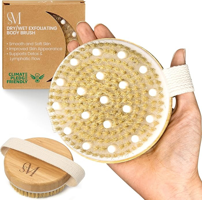 CSM Dry Brushing Body Brush for Lymphatic Drainage - Natural Boar Bristle Exfoliating Brush Set w... | Amazon (US)