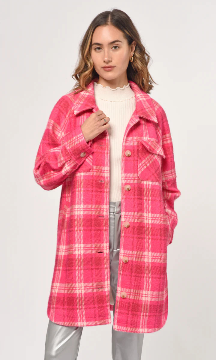 Gracey Cozy Oversized Plaid Long Shaket | Greylin Collection | Women's Luxury Fashion Clothing 