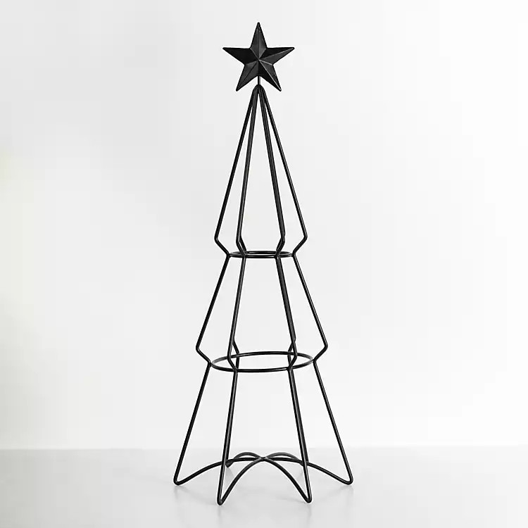 Black Metal Modern Christmas Tree Statue | Kirkland's Home