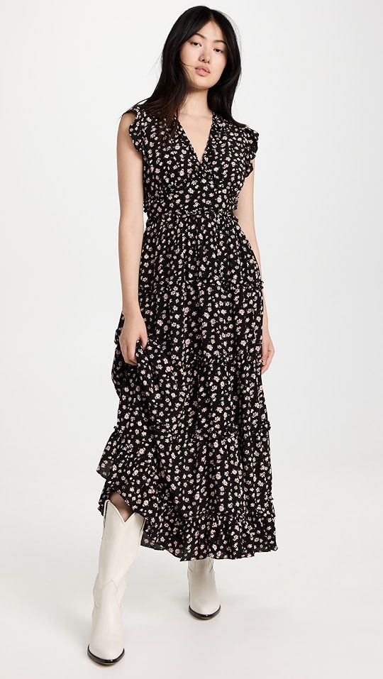 Floral Ruffle Detail Long Dress | Shopbop