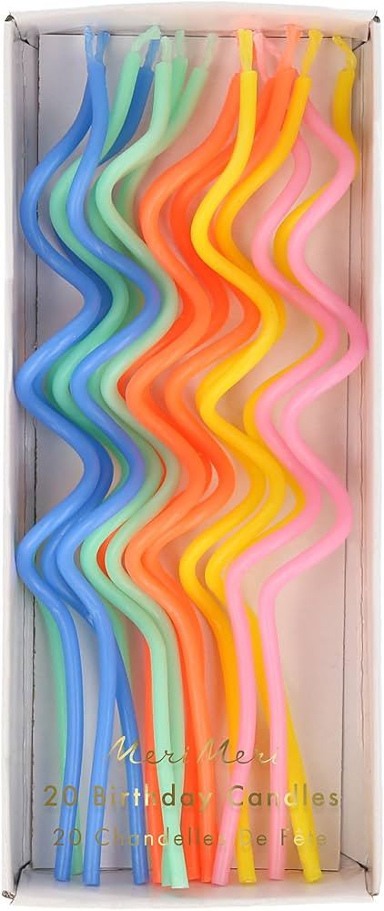 Meri Meri Swirly Tall Cake Candles (Pack of 20), 5" Tall Unscented Candles | Amazon (US)