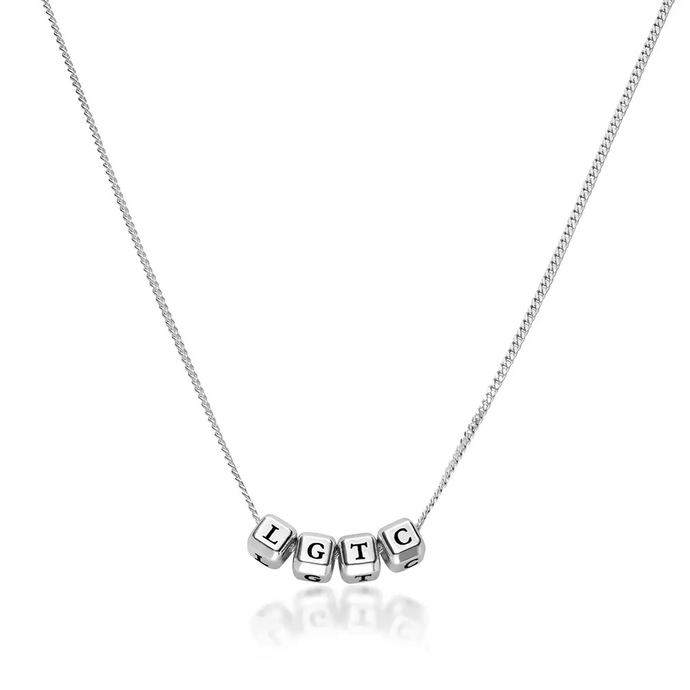 Little Loves Initial Cube Necklace in Silver | Theo Grace