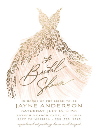 "Here Comes the Bride" - Customizable Foil-pressed Bridal Shower Invitations in Pink by Paper Sun... | Minted