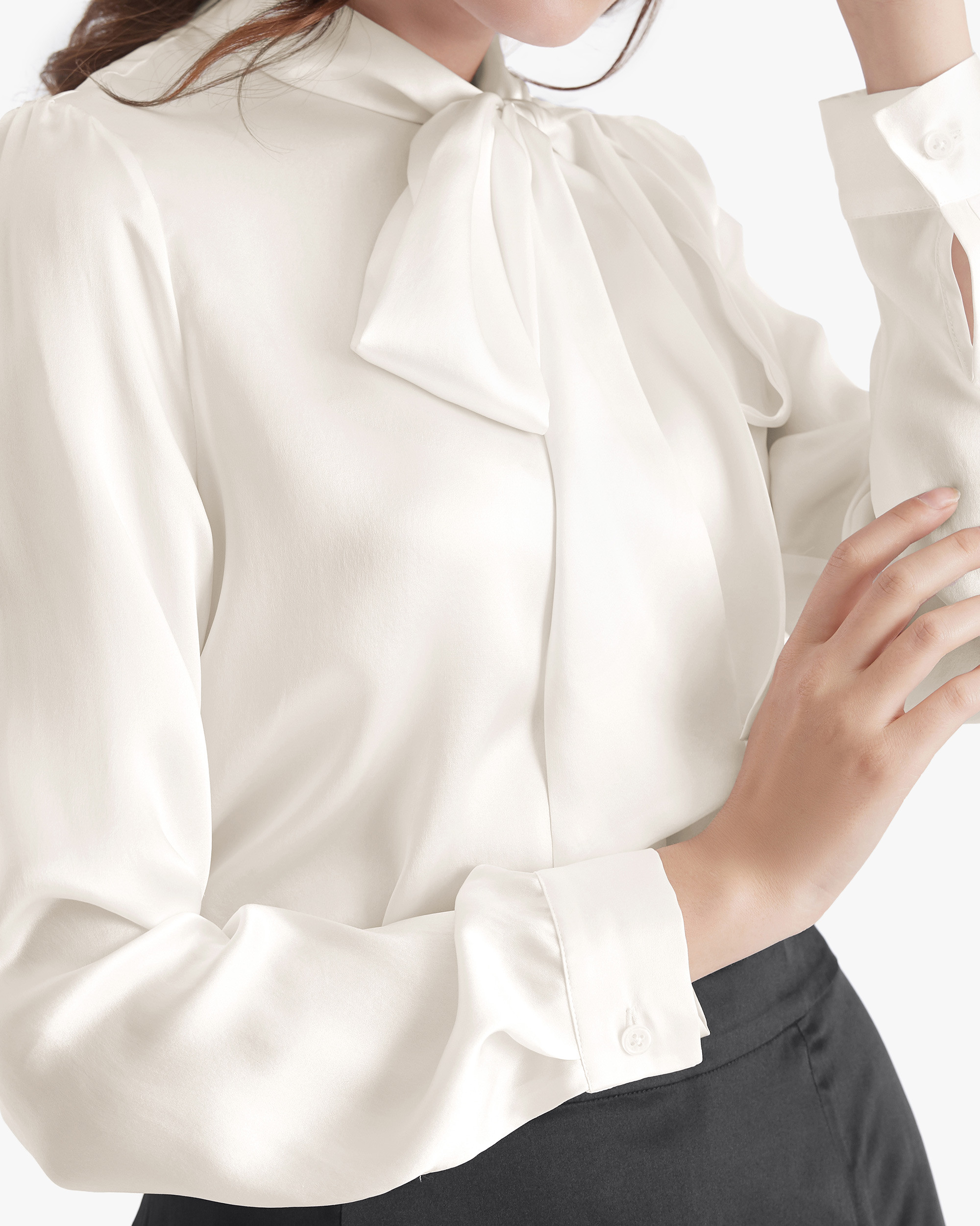 Bow-tie Neck Silk Blouse | LilySilk