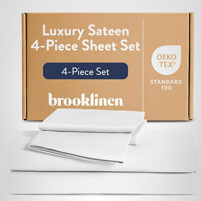 Brooklinen Luxury Sateen 4 Piece Sheet Set - 100% Cotton Bed Sheets, Soft & Durable Full Size She... | Amazon (US)