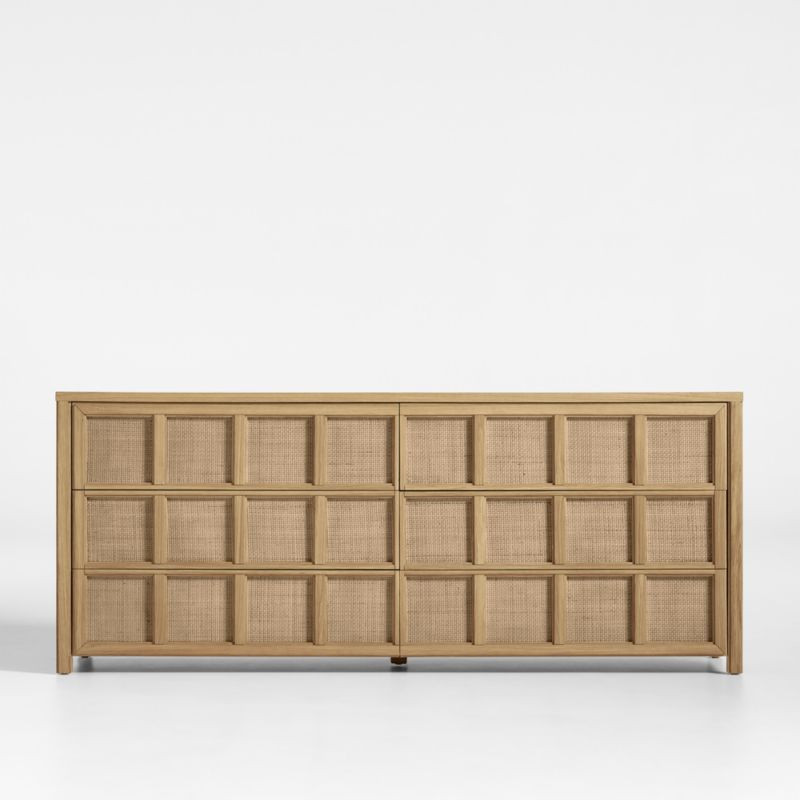 Campagna 70.6" Rattan and Natural Oak Wood 6-Drawer Dresser + Reviews | Crate & Barrel | Crate & Barrel
