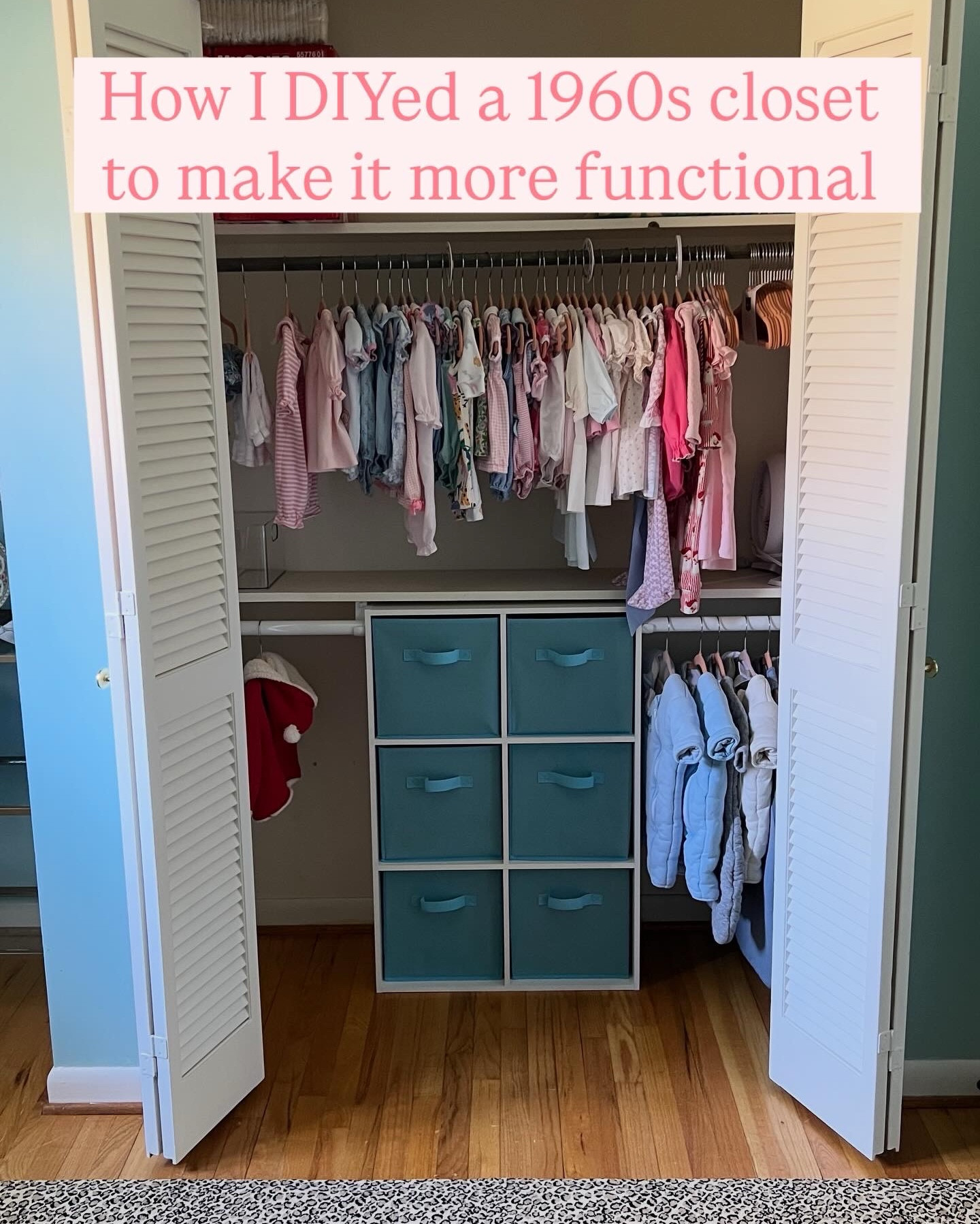 Such an inexpensive and practical way to add more storage to our basic 1960s closet! 

#LTKHome #LTKmomlife