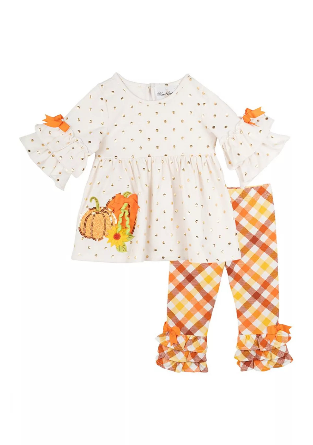 Baby Girls Pumpkin Appliqué Top and Ruffle Leggings Set | Belk