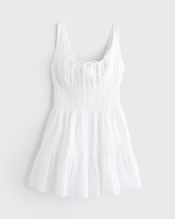 Women's Smocked Tie-Front Mini Dress | Women's Dresses & Jumpsuits | Abercrombie.com | Abercrombie & Fitch (US)