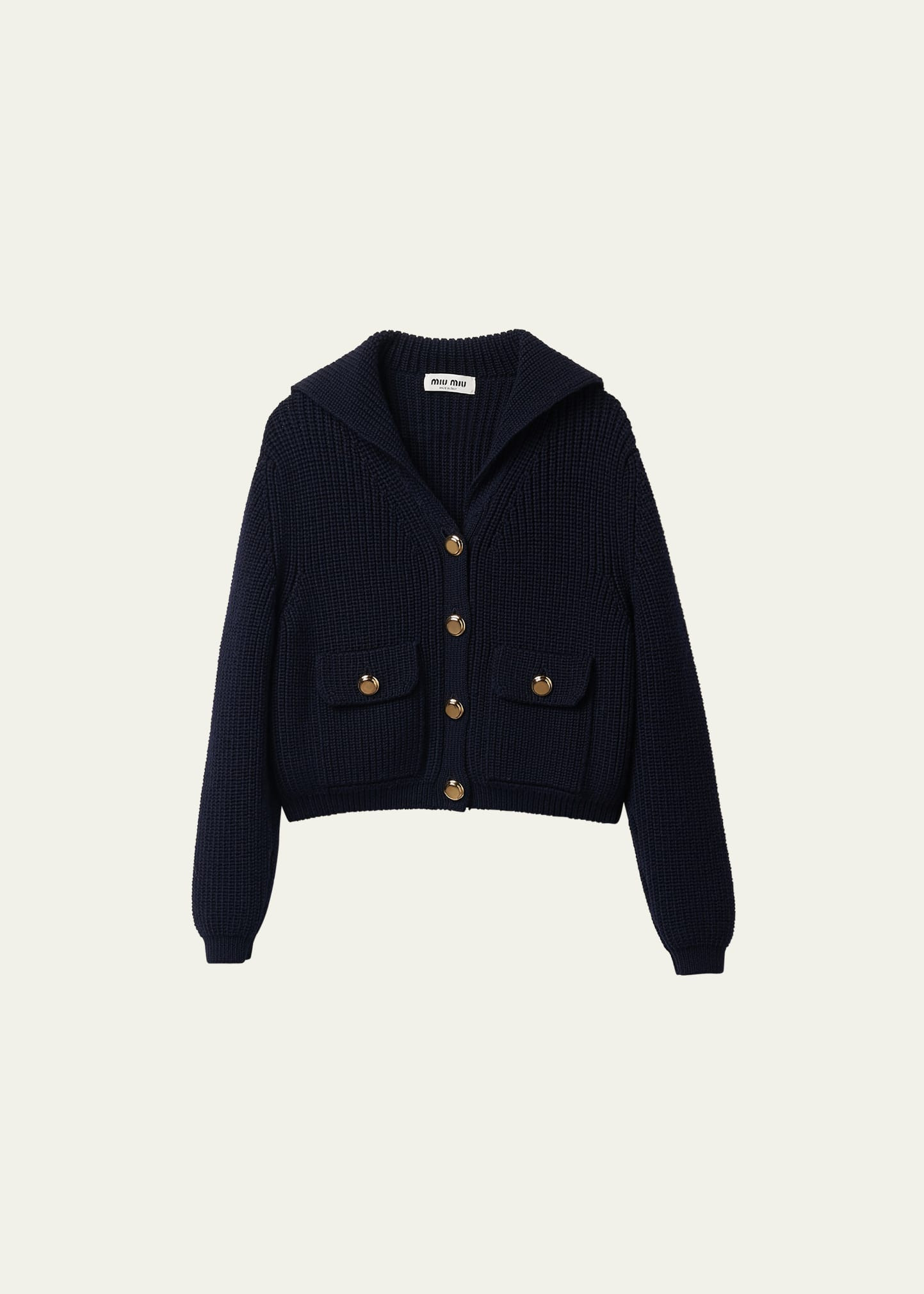 Miu Miu Ribbed Wool Cardigan | Bergdorf Goodman