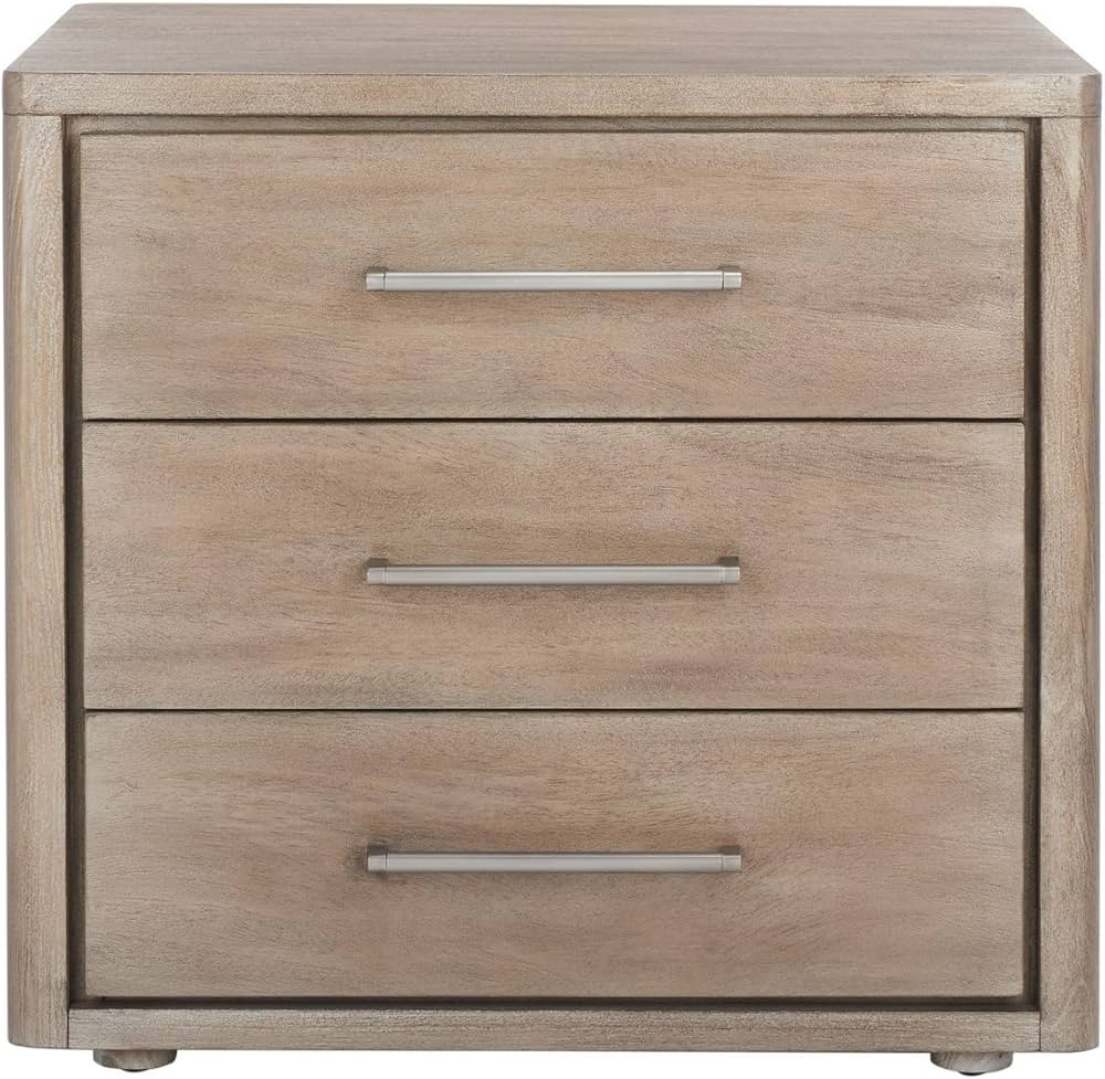 SAFAVIEH Couture Home Collection Rosey Light Brown 3-Drawer Wood Nightstand Table (Fully Assemble... | Amazon (US)