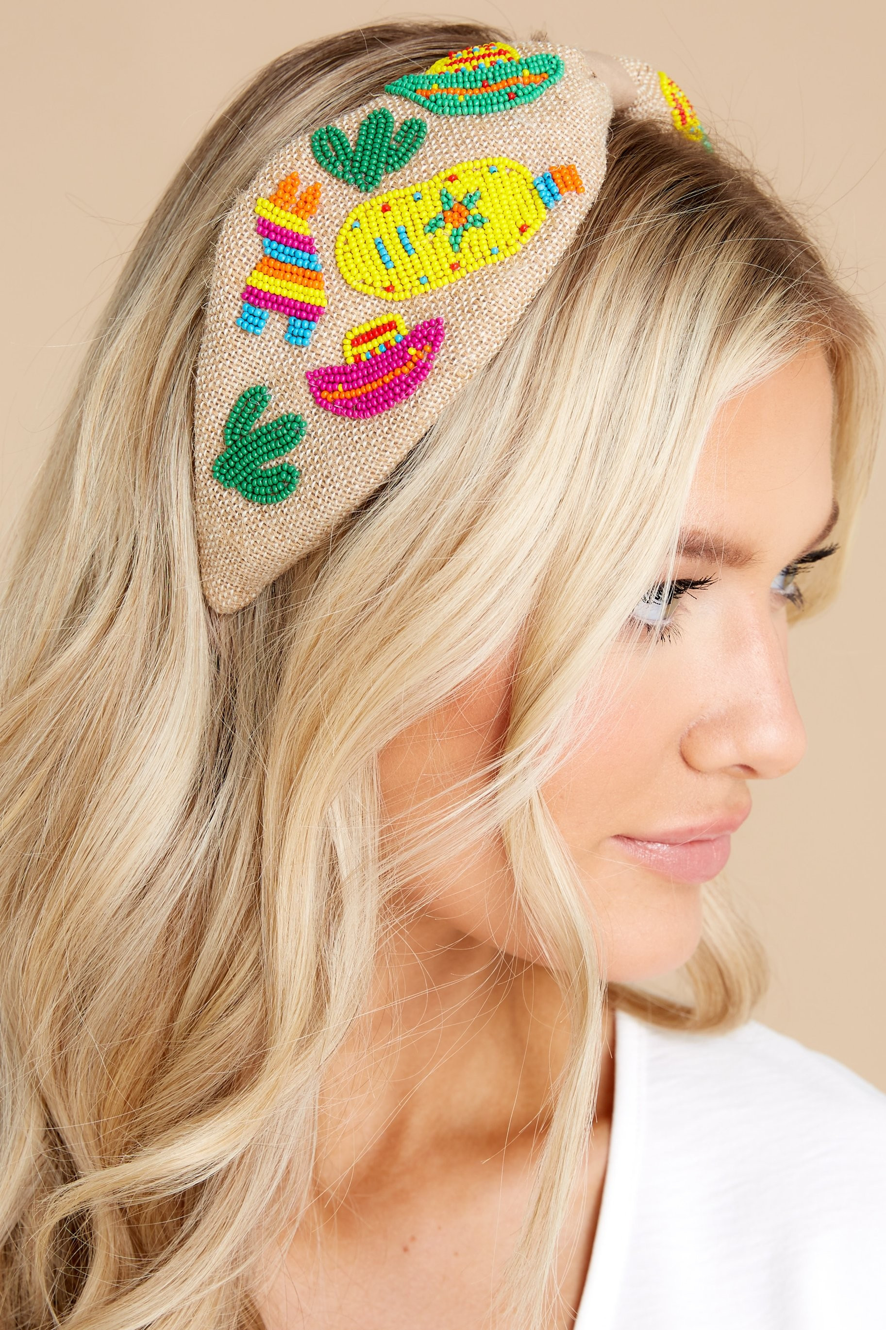 Mayo Beige Multi Beaded Headband | Red Dress 