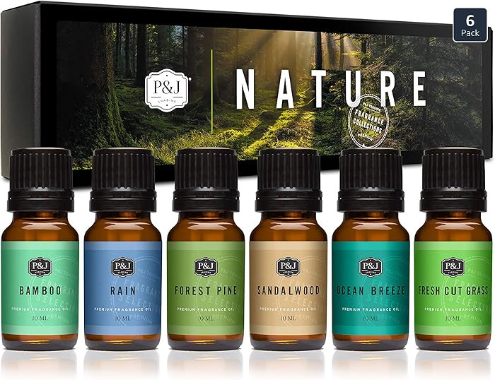 P&J Fragrance Oil Nature Set | Forest Pine, Ocean Breeze, Rain, Fresh Cut Grass, Sandalwood, and ... | Amazon (US)