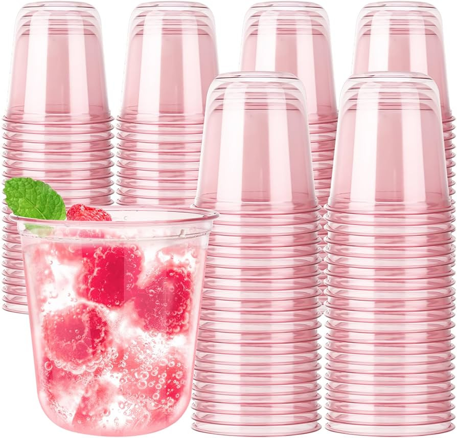 100pcs 12oz Disposable Stemless Glasses,PET Disposable Drinking Cups,Cold Party Clear Plastic Win... | Amazon (US)