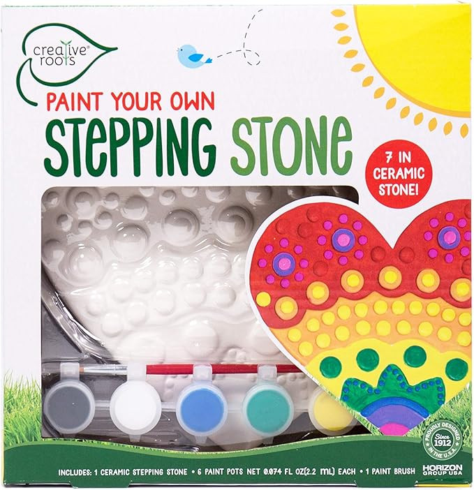 Creative Roots Mosaic Heart Stepping Stone, Includes 7-Inch Ceramic Stone & 6 Vibrant Paints, DIY... | Amazon (US)