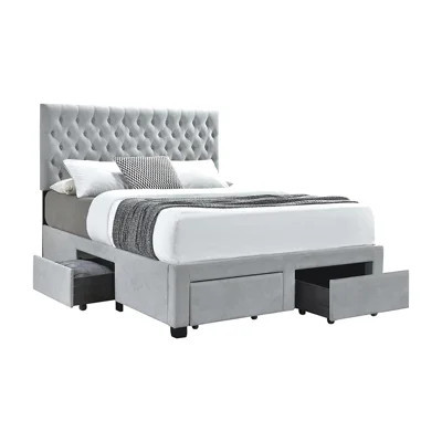 Grey Upholstered Storage Bed For Queen Bedroom 4 In Grey, Foam Filled A Experience | Wayfair North America