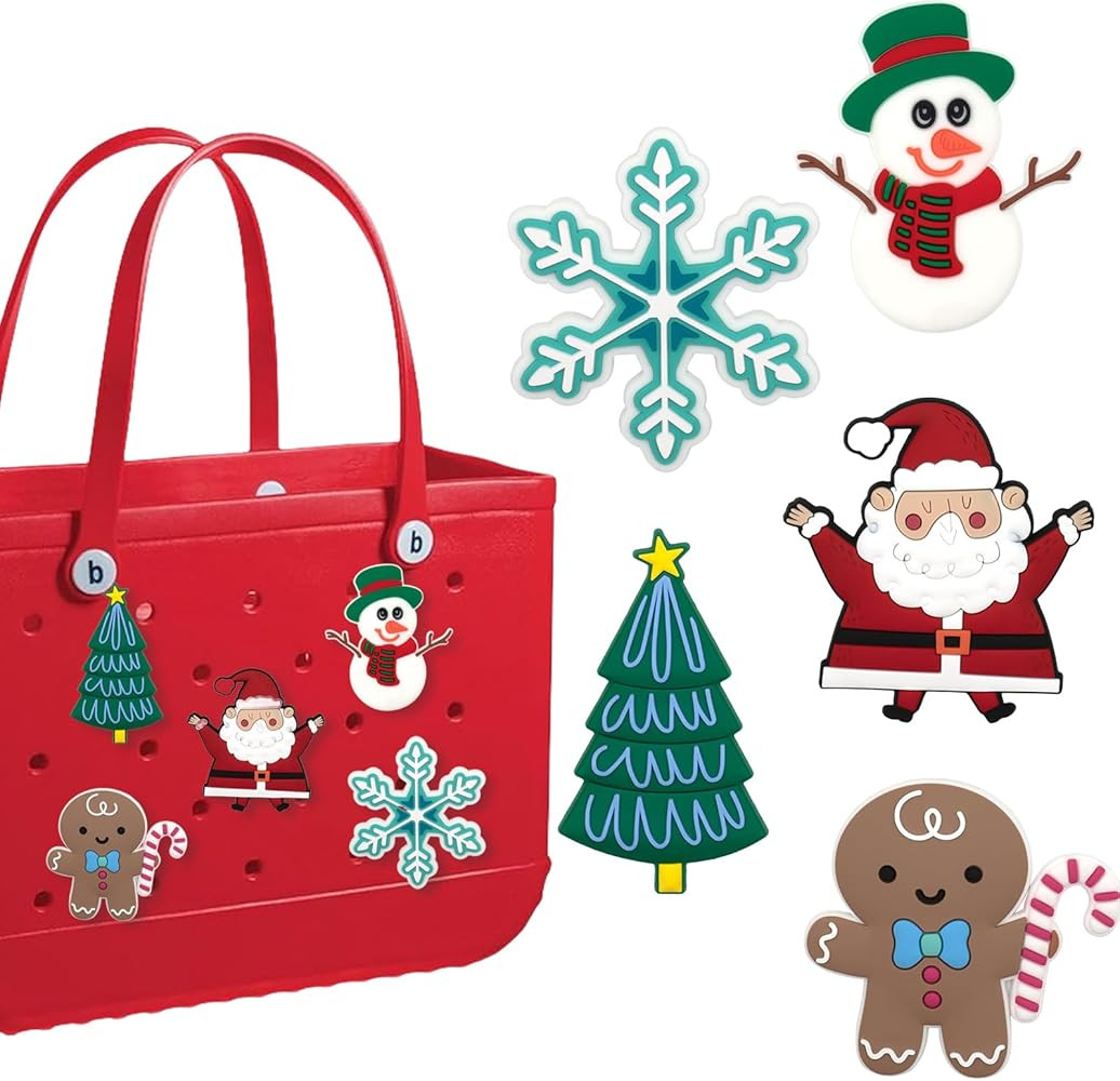 [5 PCS Christmas Charms Compatible with Bogg Bag Accessories (Santa Claus, Christmas Tree, Reinde... | Amazon (US)