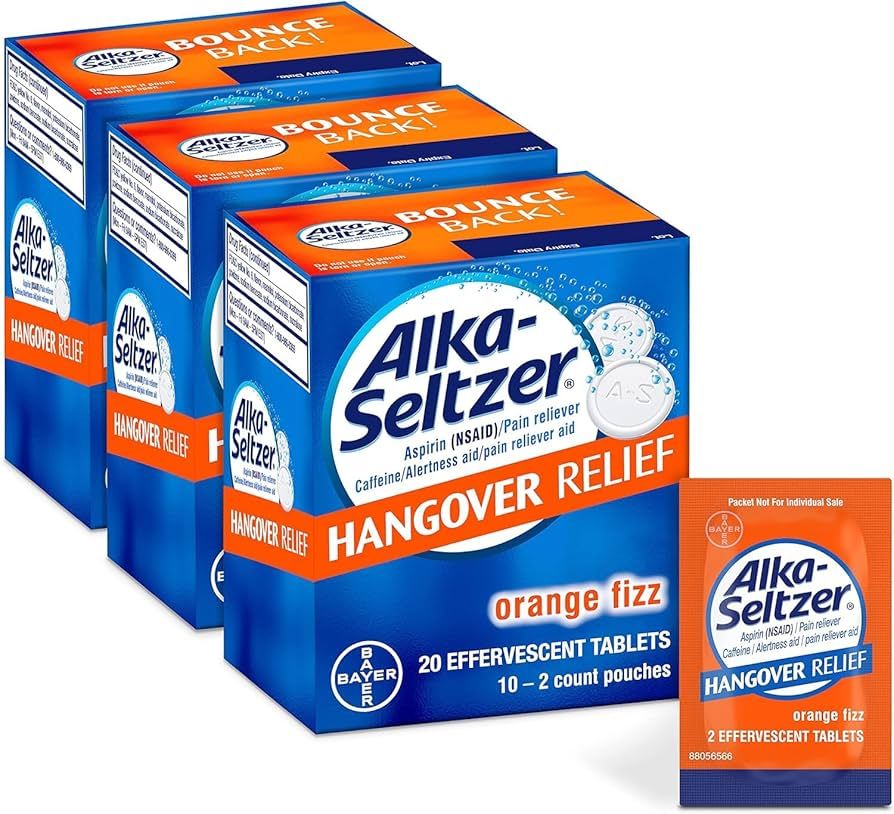 Alka-Seltzer Hangover Relief Tablets, Fast Relief in 15 Mins - 60 Count Bachelorette & Bachelor P... | Amazon (US)