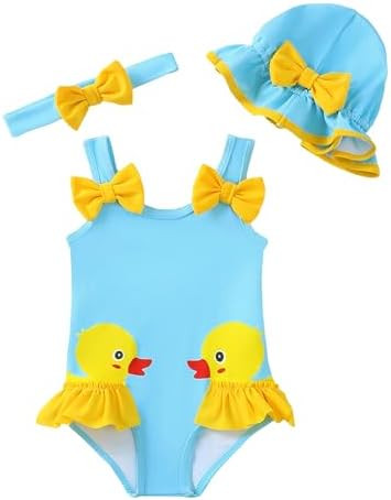 Baby Girl Swimsuit Infant One-Piece Bathing Suit Cute Summer Beach Tankini Bikini Ruffle Bow Todd... | Amazon (US)