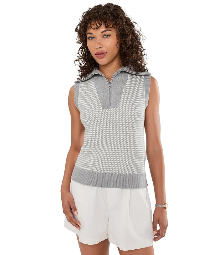 Varley Peterson 1/2 Zip Knit Women's Vest Grey Melange/White: LG | Zappos.com