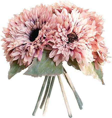 Nearly Nature Sunflower Bouquet 6 Heads Artificial Flower Home and Wedding Floral Decoration (Pink) | Amazon (US)