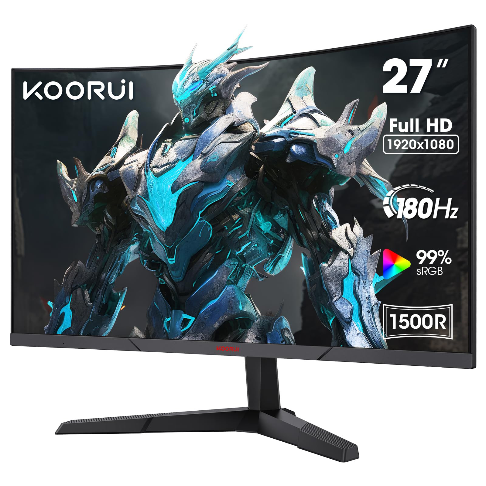 KOORUI 27 Inch Gaming Monitor, FHD 1080P Curved Monitor 180Hz VA 1ms 1500R PC Monitors with Adapt... | Amazon (UK)