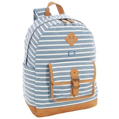 Northfield Light Blue Stripe Recycled Backpacks | Pottery Barn Teen