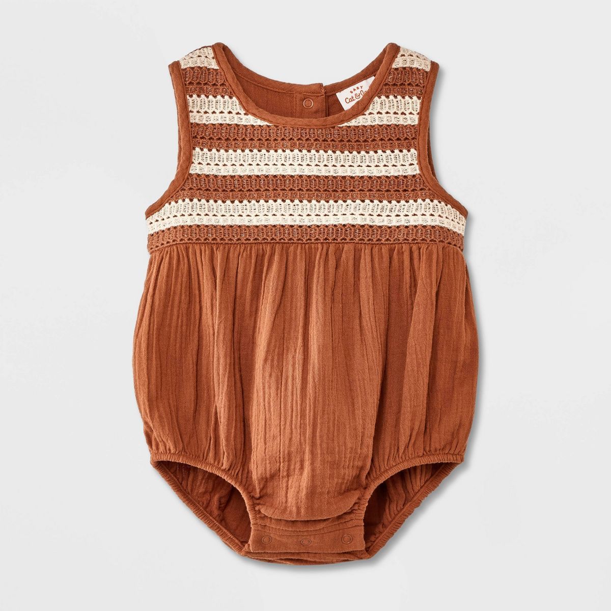 Baby Girls' Tropic Crochet Romper - Cat & Jack™ Brown | Target