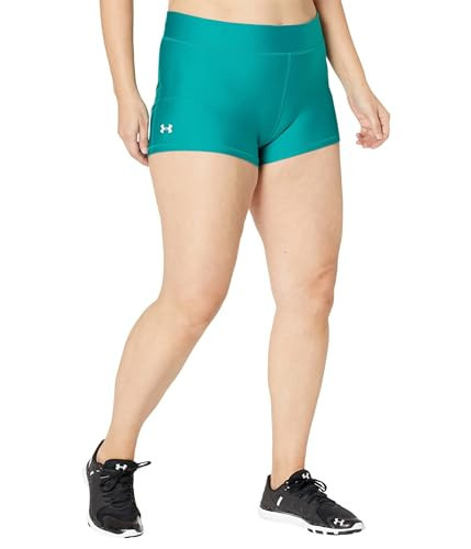 Under Armour Women's HeatGear Armour Mid Rise Shorty, (722) Coastal Teal / / White, XX-Large | Amazon (US)