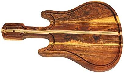 Mountain Woods Guitar Serving/Cutting board Made With Organic Brown Acacia Wood, 22”X14.5”X1... | Amazon (US)