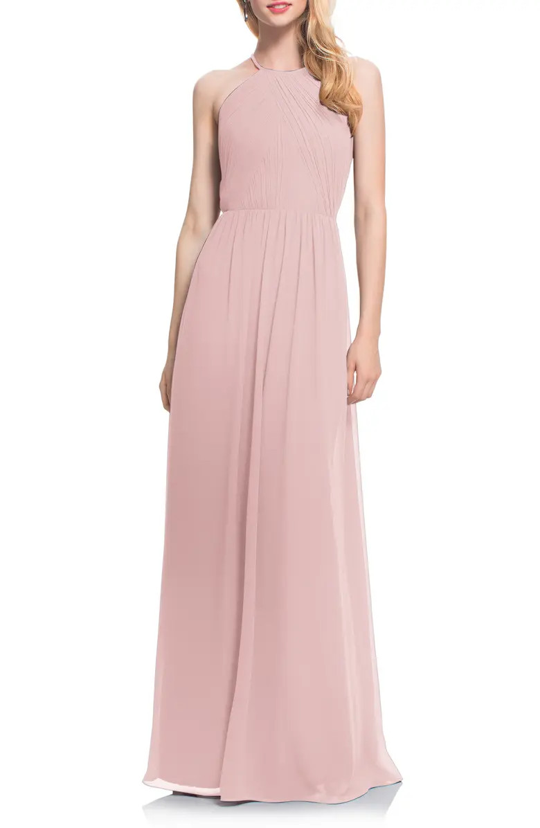 Halter Neck Chiffon A-Line Gown | Nordstrom