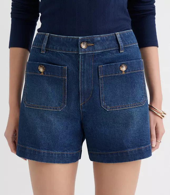 Tall Curvy Palmer Denim Shorts in Vintage Mid Wash | LOFT