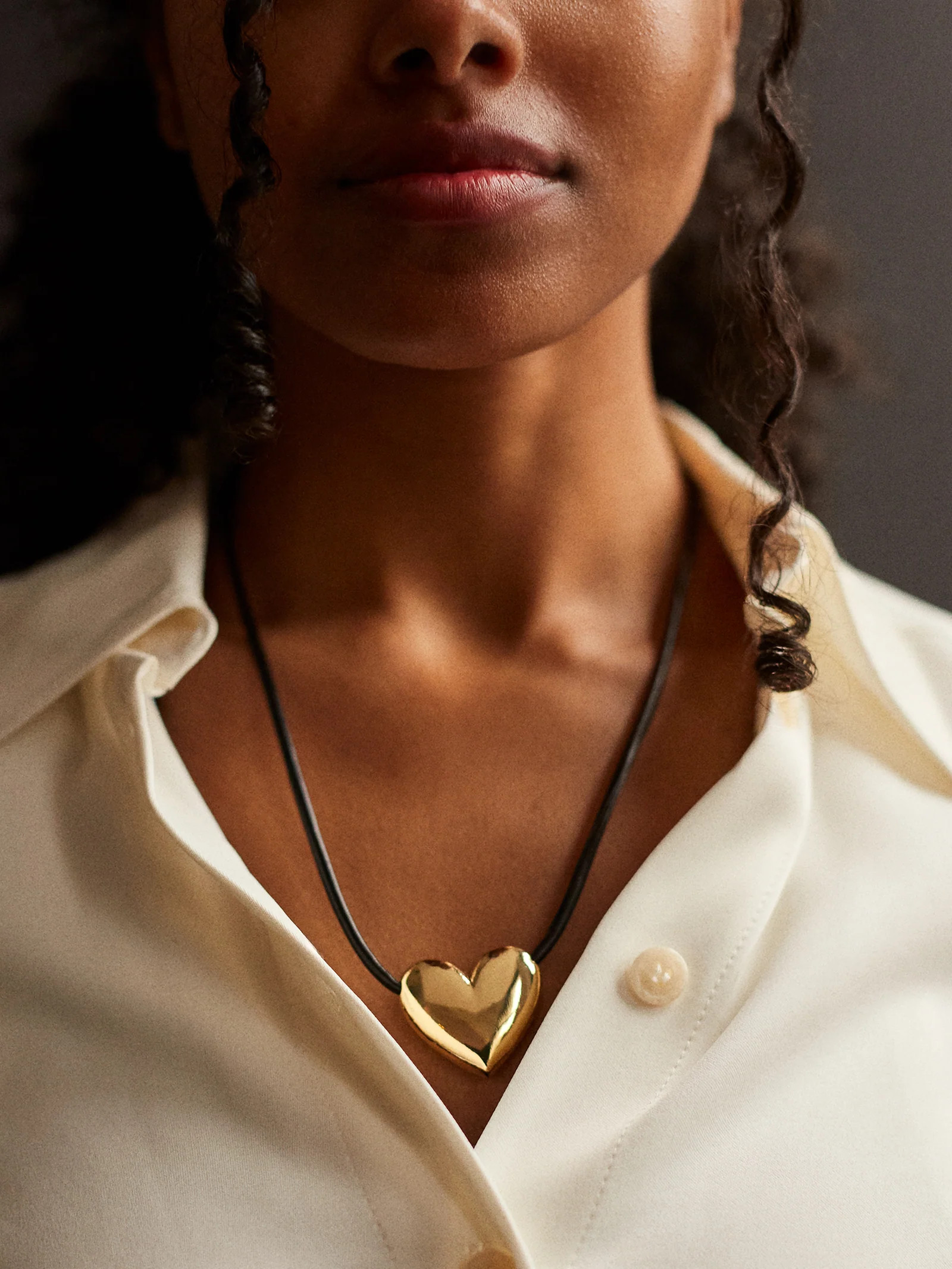 Millie Bubble Heart Cord Necklace - Gold | BaubleBar