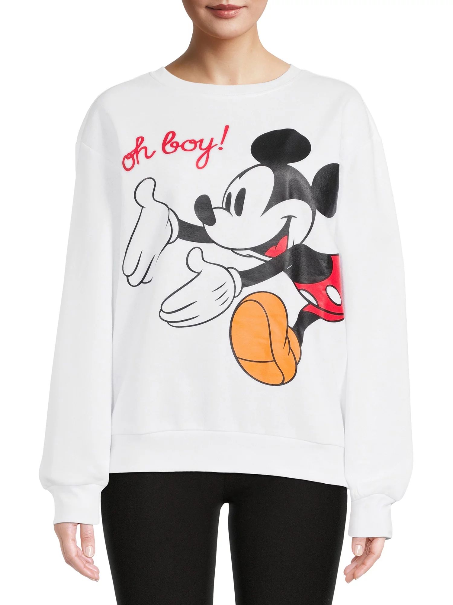 Mickey Mouse Junior's Oh Boy! Graphic Print Sweatshirt - Walmart.com | Walmart (US)