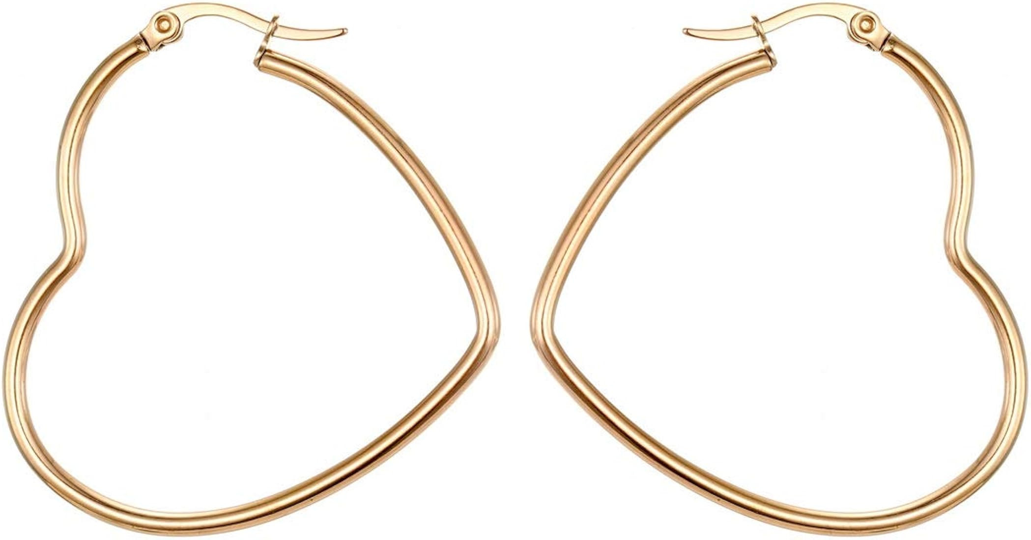 MengPa Hoop Earrings for Women Black Gold Plated Loops Drop Earring Fashion Jewelry | Amazon (US)