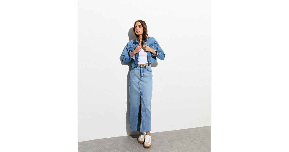 Pale Blue Denim Split Front Maxi Skirt | New Look | New Look (UK)
