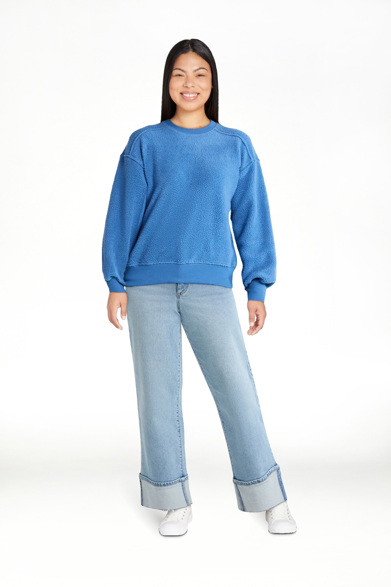 Time and Tru Women's Reverse Fleece Pullover Sweatshirt, XS-XXXL | Walmart (US)