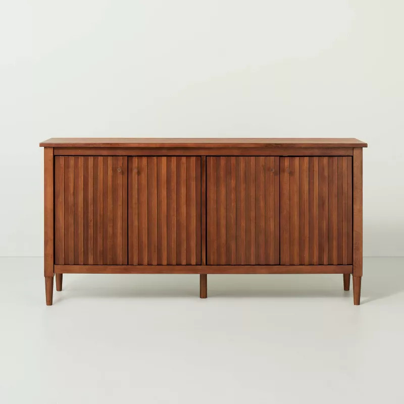 Turned Leg Wood Media Console Brown - Hearth & Hand™ with Magnolia | Target