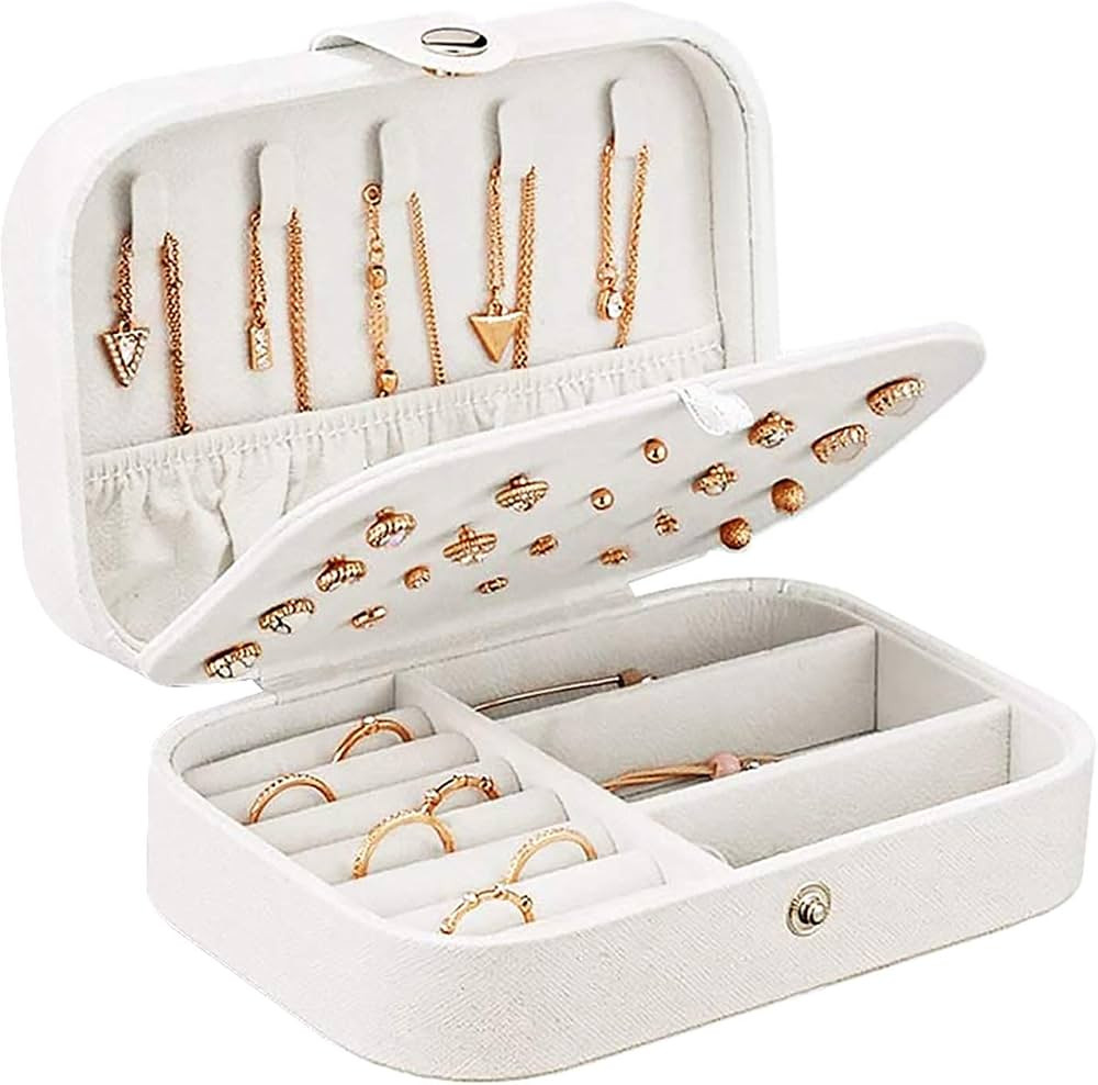 XYMAO Jewelry Boxes, Portable PU Leather Jewelry Boxes for Women Girls, Travel Jewelry Organizer ... | Amazon (US)