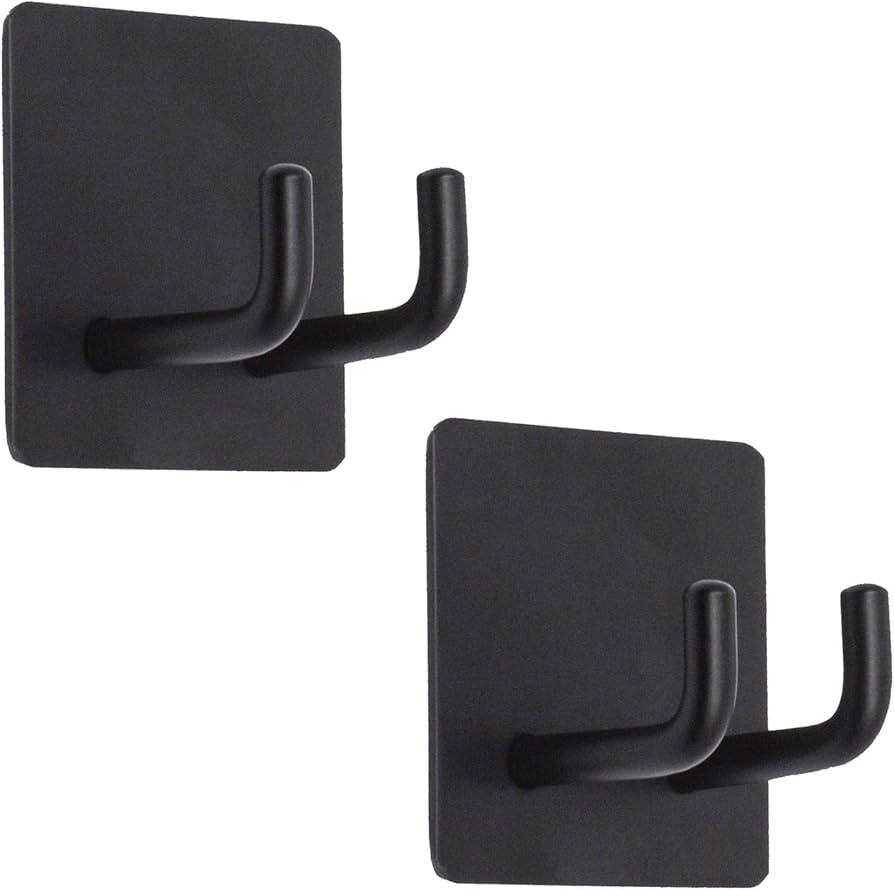 Adhesive Hooks, Bathroom Wall Towel Hooks, Black Stick Shower Razor Holder, Stainless Steel Door ... | Amazon (US)