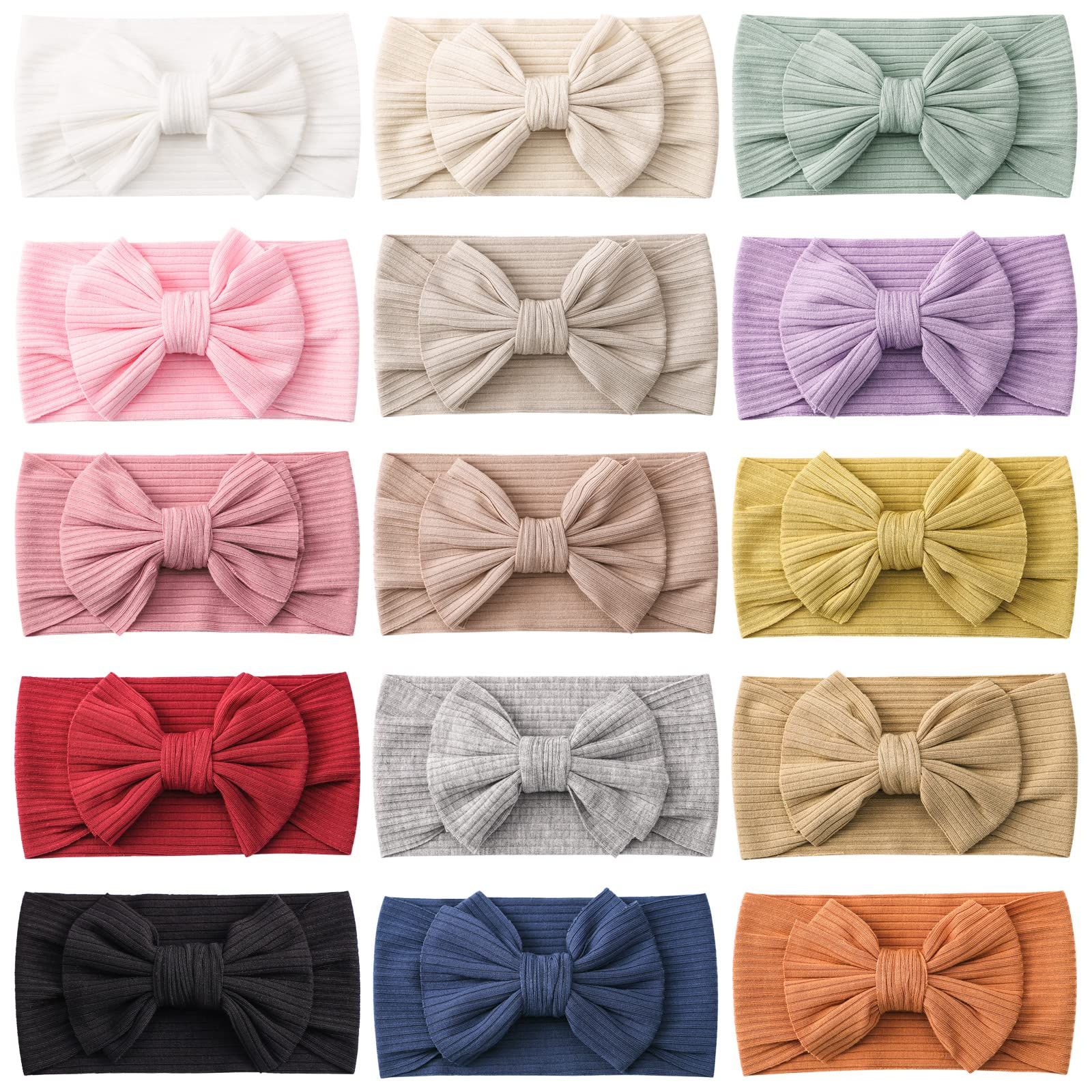 jollybows 15 PCS Baby Girls Headbands with Bows Handmade Hair Accessories Stretchy Hairbands for ... | Amazon (US)