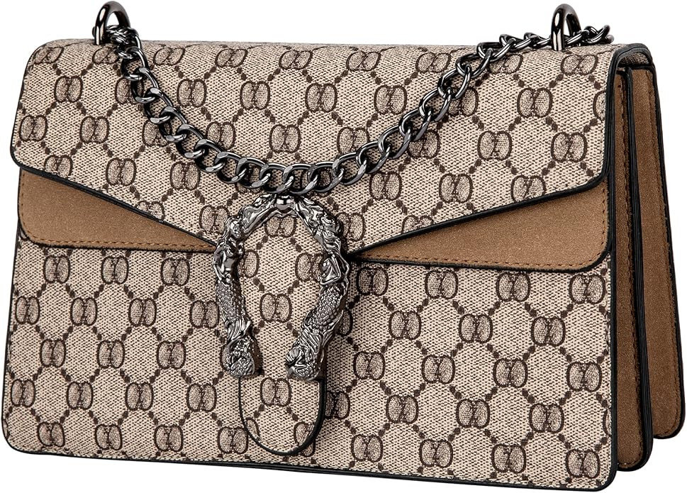 Satchel Purses and Shoulder Bag for Women - Fashion Print PU Leather Handbag Chain Strap Crossbod... | Amazon (US)