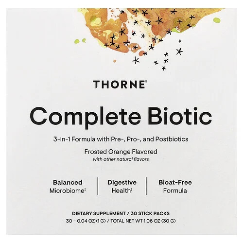 Thorne, Complete Biotic, Frosted Orange, 30 Stick Packs, 0.04 oz (1 g) Each | iHerb