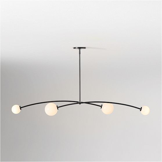 Holling 4-Light Linear Chandelier, 54"", Matte Black | West Elm (US)